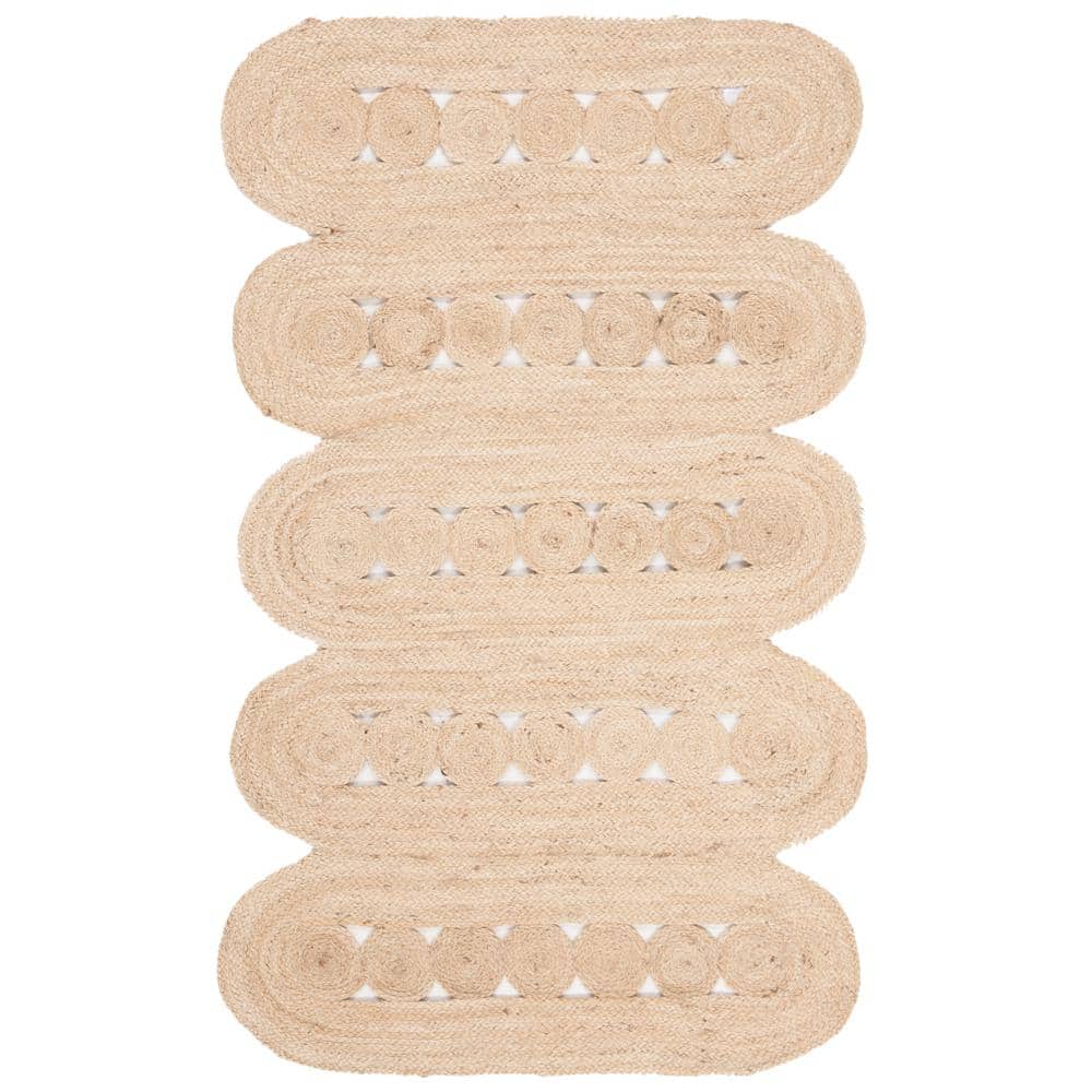 Ivory Geometric Hand-Knotted Jute Area Rug 2'3" x 4'