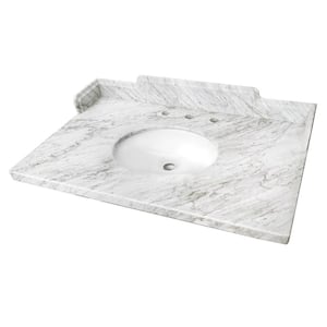 Pemberton 36 in. W. x 22 in. D Marble Carrara White Rectangular Single Sink Vanity Top in White