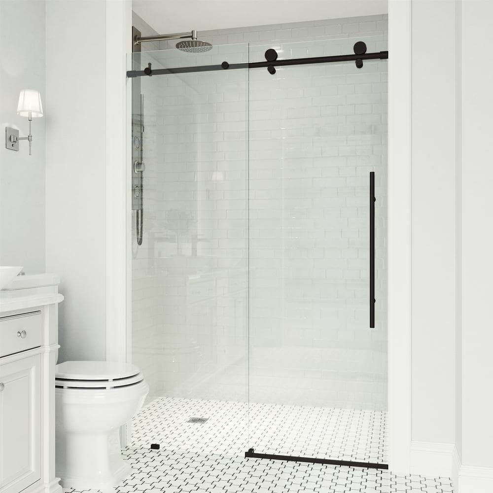 Elan E-Class 44-48" Matte Black Frameless Sliding Shower Door