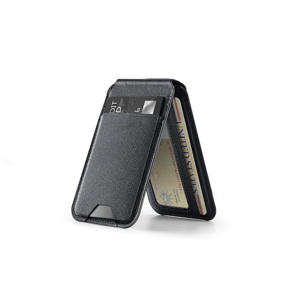 OBJLGEV Magnetic Wallet with Adjustable Stand for iPhone 16/15/14/13/12 Series, 3 Card Holder, Vegan Leather, Black