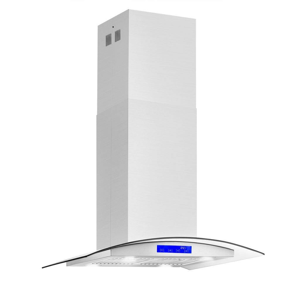 Cosmo 30" Stainless Steel Convertible Island Range Hood with Charcoal Filter