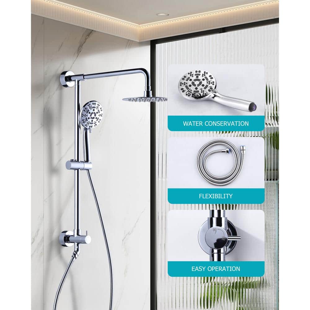 Polished Chrome 7-Spray Multifunction Wall Bar Shower Kit