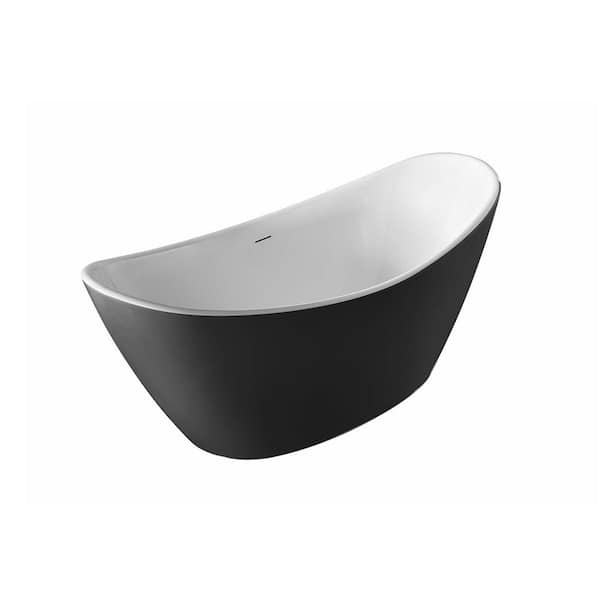 A&E Jodie 67 in. x 29.5 in. Oval Soaking Bathtub with Center Drainin Matte Black