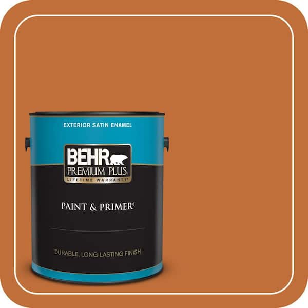 BEHR PREMIUM PLUS 1 gal. #S-H-260 Tiger Stripe Satin Enamel Exterior Paint & Primer