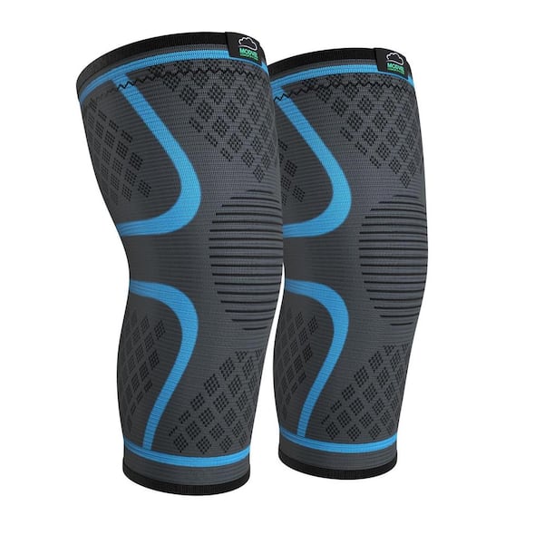 Adrinfly Medium Compression Knee Brace for Women and Men for Patient Care Pain Relief in Blue (2-Pack)