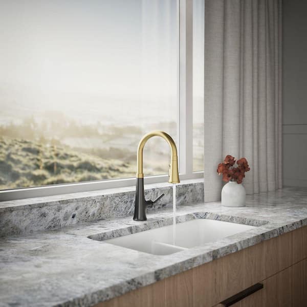 KOHLER Tone Single Handle Pull Down Sprayer Kitchen Faucet in