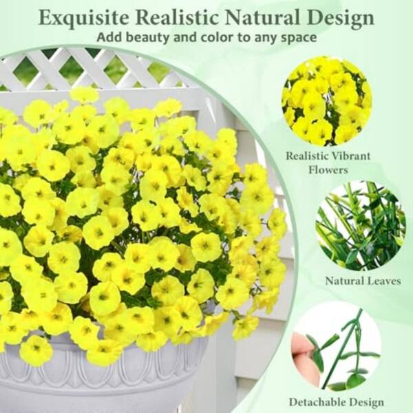 Yellow Artificial Morning Glory,14 Bundles UV Resistant Fake