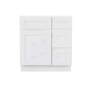 Lancaster Shaker Assembled 30 in. W x 21 in. D x 33 in. H Bath Vanity Sink Base Cabinet with 2 Right Drawers in White