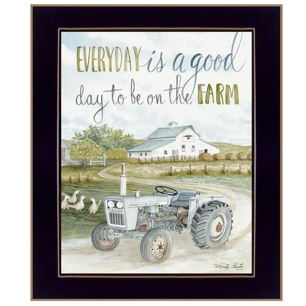 Charlie Good Day Antique Ford Tractor 1-Piece Framed Wall Art 18 in. x 14 in.