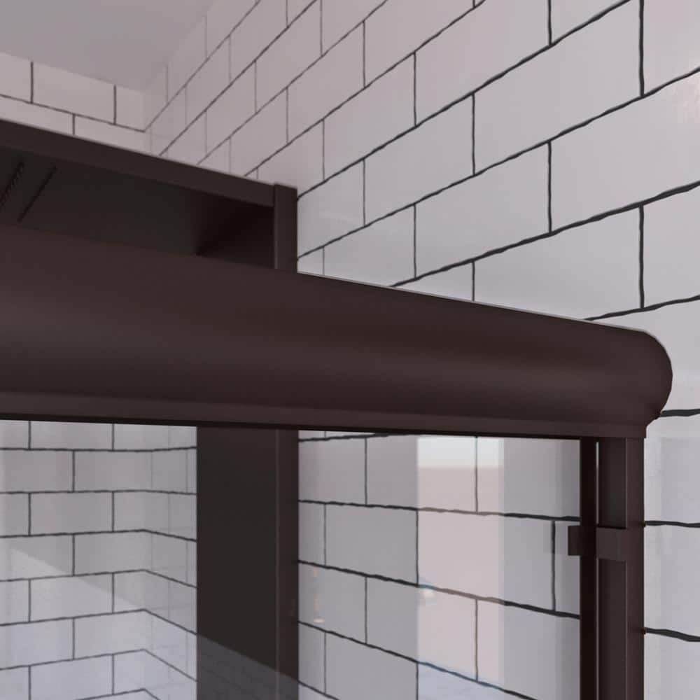 Distinctive Oil Rubbed Bronze Frameless Sliding Shower Door with Clear Glass