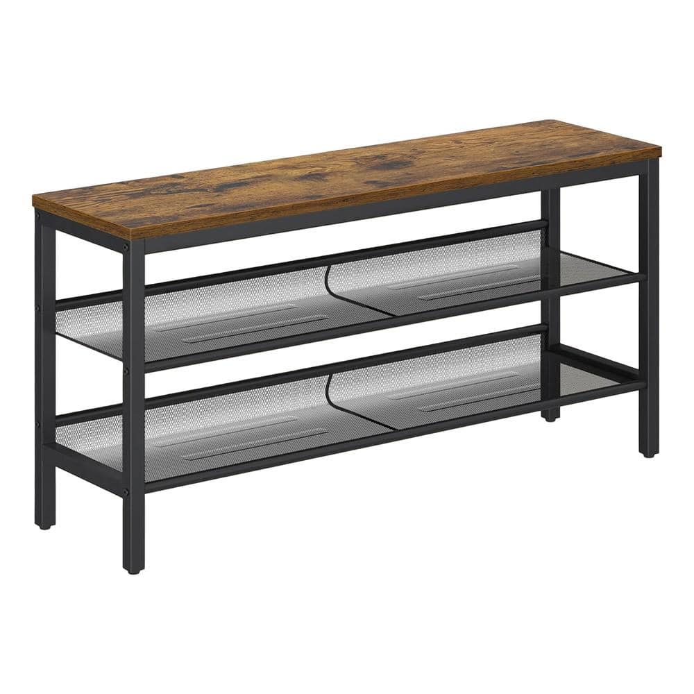 "39.4"" W Rustic Brown Metal Shoe Storage Bench for Entryway" price history on PriceWatchPro