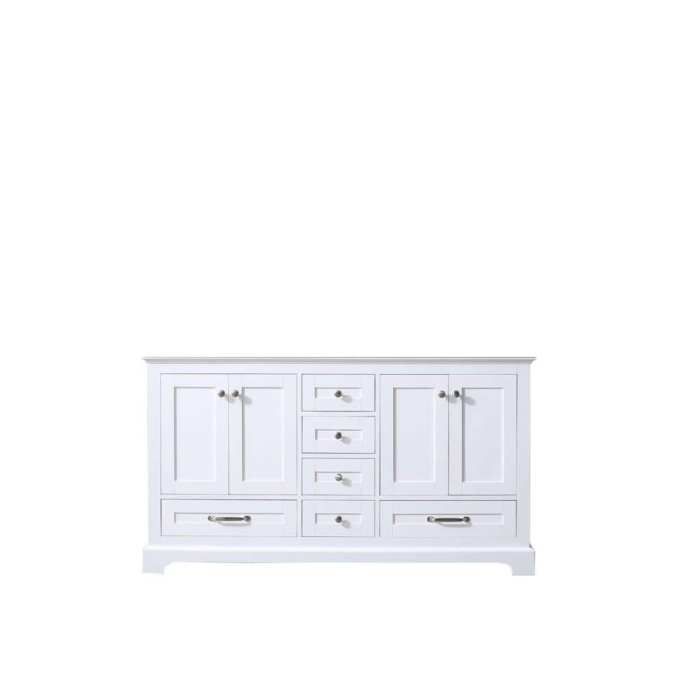 Dukes 60-Inch White Double Freestanding Vanity with Nickel Hardware