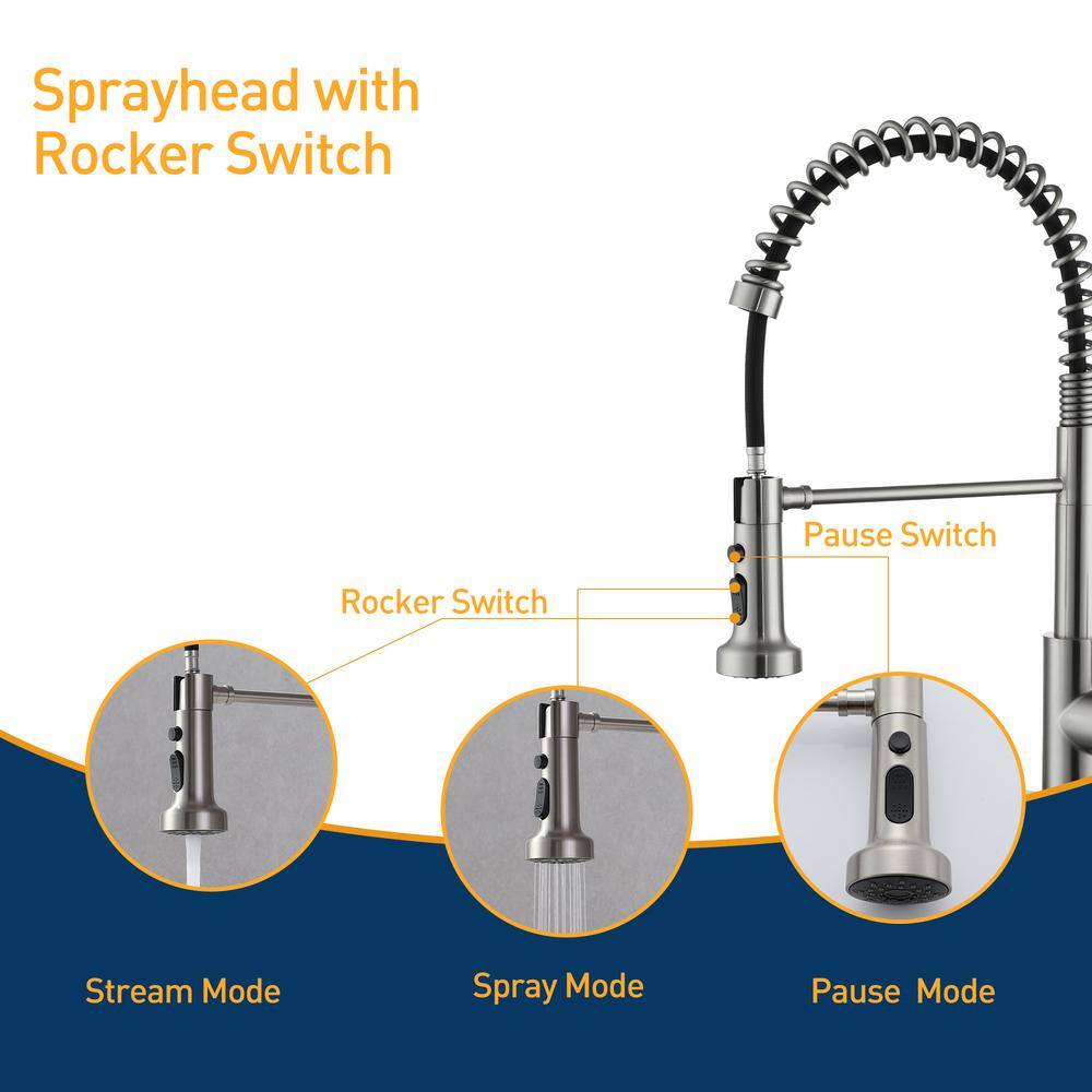 Brushed Nickel Single Handle Pull Down Kitchen Faucet with Spray