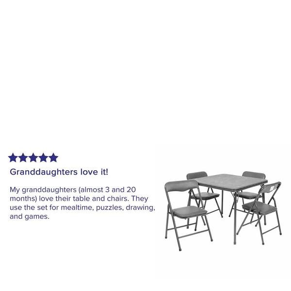 Kids Activity Folding Table and Chair Set 5-Piece Portable Indoor Outdoor Padded 