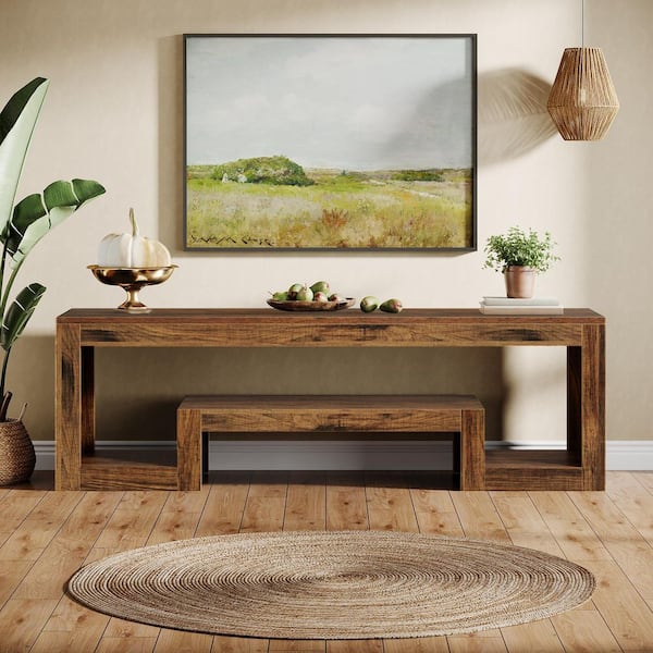 Tabor Rustic Brown TV Stand Fits TVs up to 60 to 65 in. Farmhouse Vintage Entertainment Center with Storage Shelves