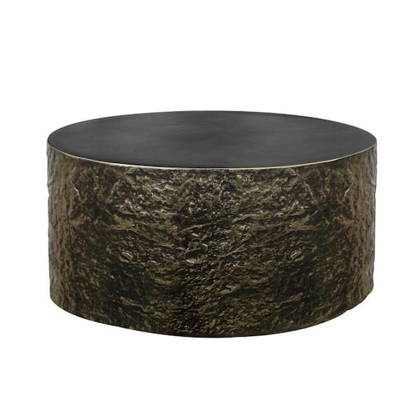 28 in. Magnesium Oxide Outdoor Coffee Table with Vintage Finish, Round