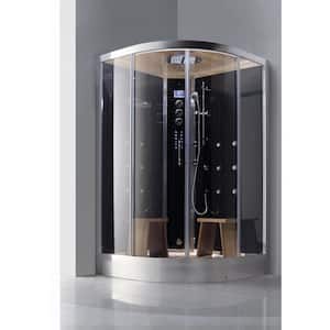 2-Person Luxury Walk-In Corner Steam Shower Enclosure Kit in Black