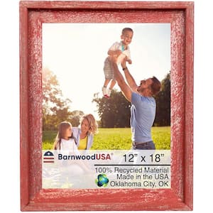 Rustic Farmhouse Signature Series 12 in. x 18 in. Rustic Red Reclaimed Picture Frame