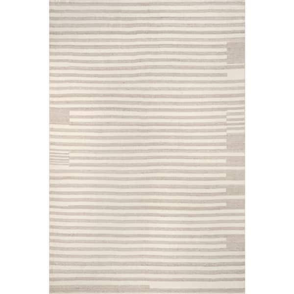 Skylah Striped Beige 5 ft. x 8 ft. Outdoor Area Rug