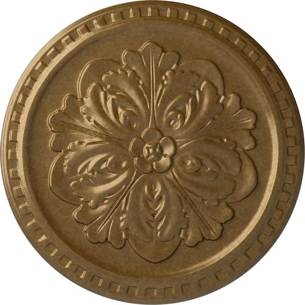 Ekena Millwork 16-7/8 in. x 5/8 in. Emeryville Urethane Ceiling Medallion, Hand-Painted Pale Gold