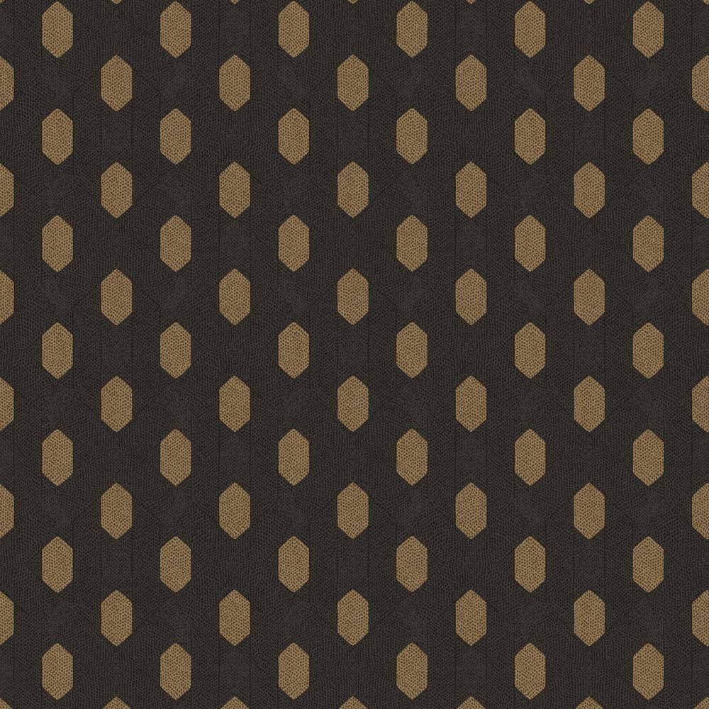 Absolutely Chic Metallic Black/Brown Art Deco Geometric Vinyl Non-Woven Non