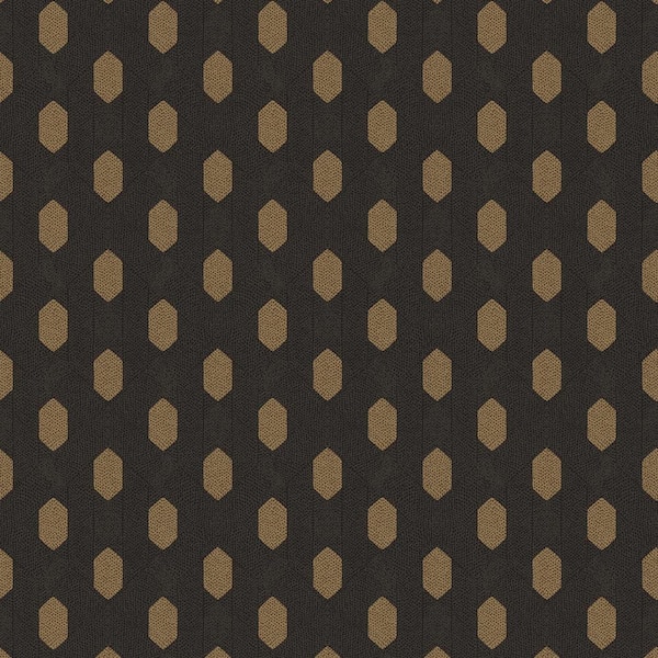 Unbranded Absolutely Chic Metallic Black/Brown Art Deco Geometric Vinyl Non-Woven Non-Pasted Metal Wallpaper (Covers 57.75 sq.ft.)