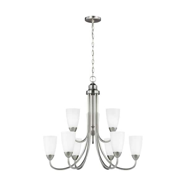 Generation Lighting Seville 9-Light Brushed Nickel Transitional Modern Hanging Chandelier