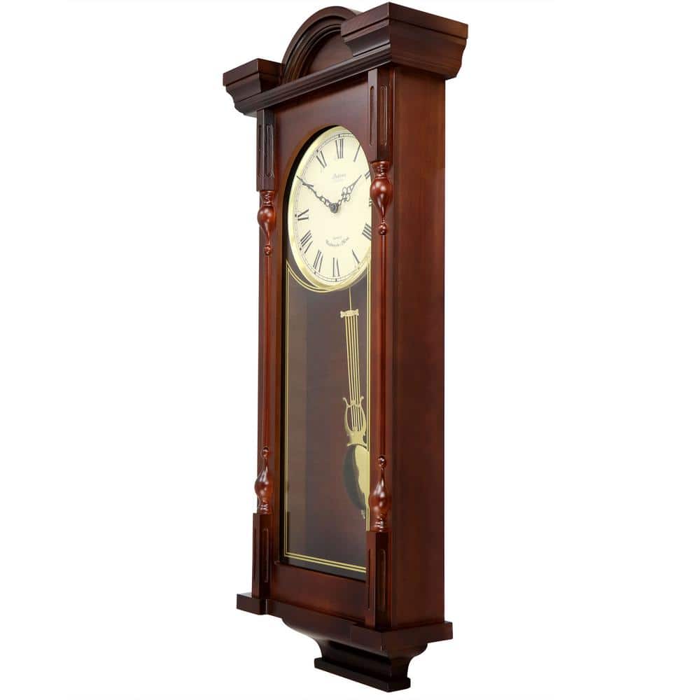 Grand Antique Mahogany Cherry Wood Pendulum Wall Clock