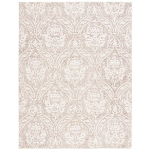 Abstract Ivory/Beige 8 ft. x 10 ft. Damask Area Rug