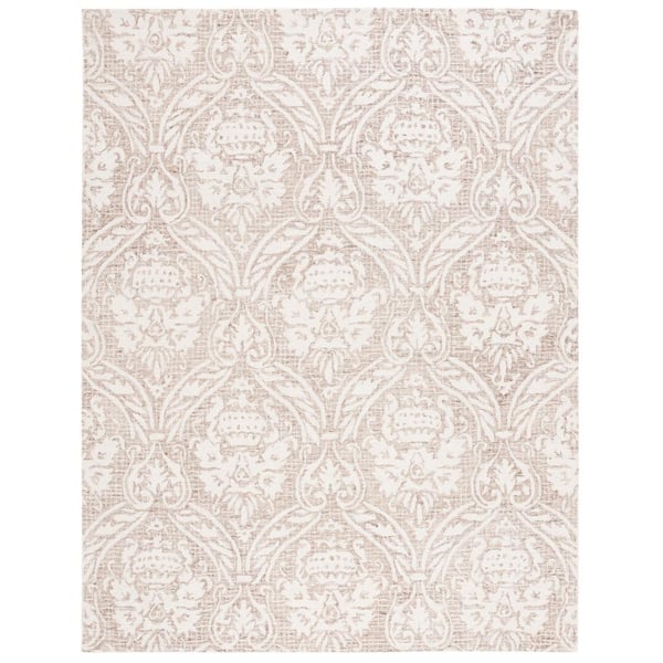 Abstract Ivory/Beige 8 ft. x 10 ft. Damask Area Rug