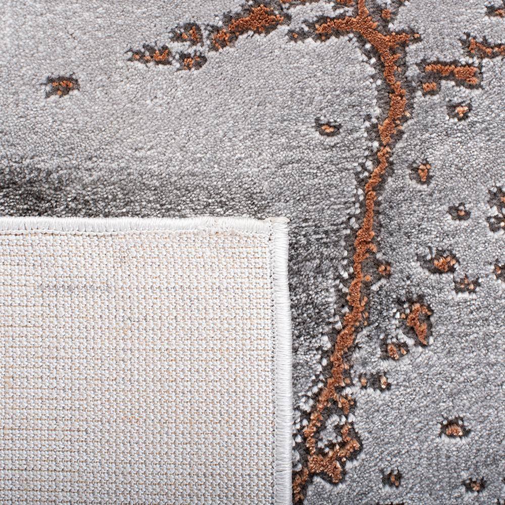 Gray and Orange Abstract Synthetic Runner Rug, 2'3" x 10'