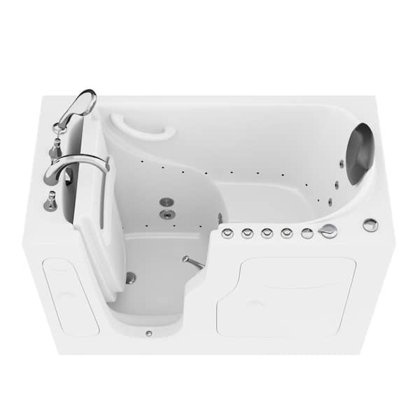 Universal Tubs Safe Premier Series 28 in. L x 53 in. W Left Side Drain Combination Jetted Bathtub in White with Microbubbles Technology