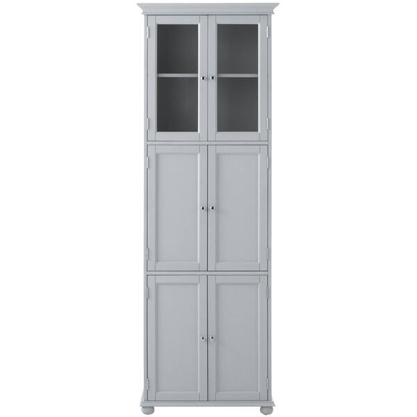 Home Decorators Collection Hampton Harbor 25 in. W x 14 in. D x 72 in. H Linen Storage Tower Cabinet with 6 Doors in Dove Grey
