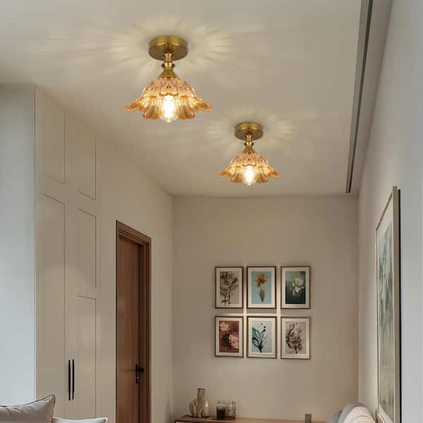 Merbotin BeamHaven 1-Light Semi-Flush Mount Vintage Ceiling Lights