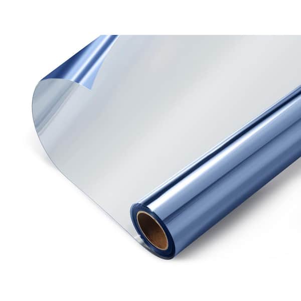 HIDBEA 35.4 in. x 394 in. One Way Heat Control Privacy Window Film, Blue-Silver