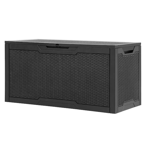 Unbranded 100 Gal. Large Black Waterproof Resin Deck Box with Lockable Lid and Side Handles
