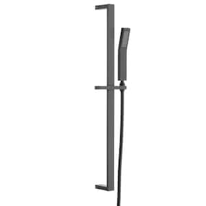 Aira 1-Spray Patterns 4.8 in. Wall Mount Rectangle Handheld Shower Head with 28 in. Slide Bar in Matte Black