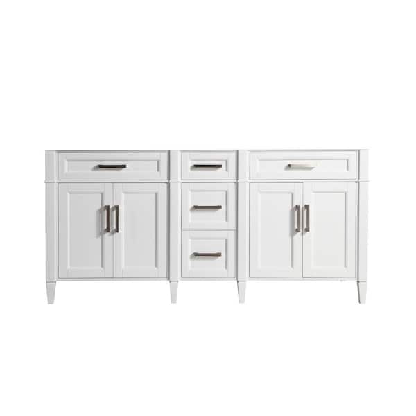 60 in. W Freestanding Bath Vanity Cabinet without Top in White with Mirror, Unassembled