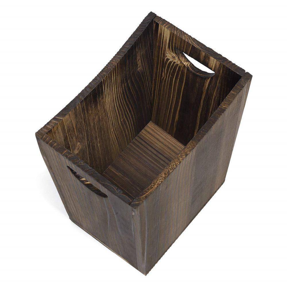 Light Brown Wooden Trapezoid Bathroom Trash Can