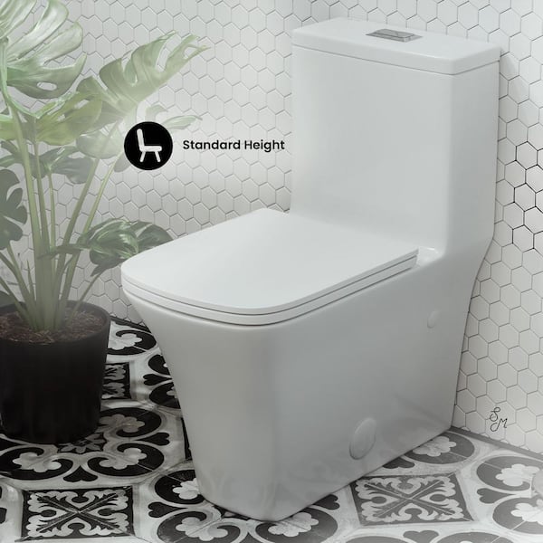 Burdon 1-Piece 0.8/1.28 GPF Dual Flush Square Toilet in White, Seat Included Burdon 1-Piece 0.8/1.28 GPF Dual Flush Square Toilet in White, Seat Included