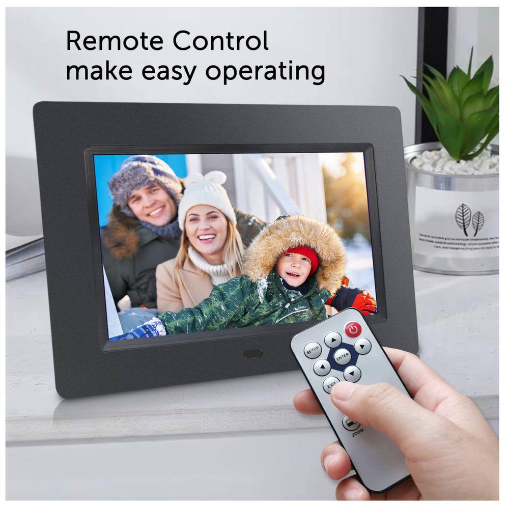 7-Inch Black Digital Photo Frame with Remote Control