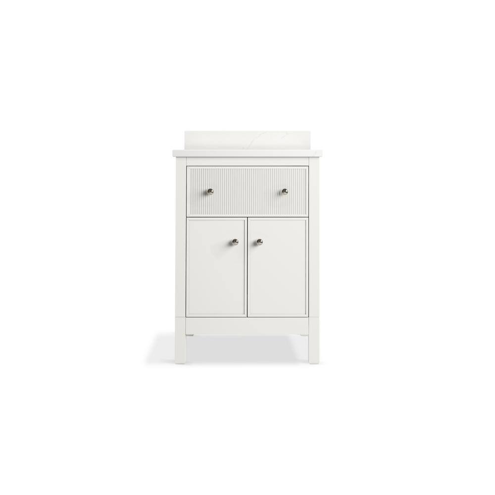 White Shaker Style 24" Bathroom Vanity with Quartz Top