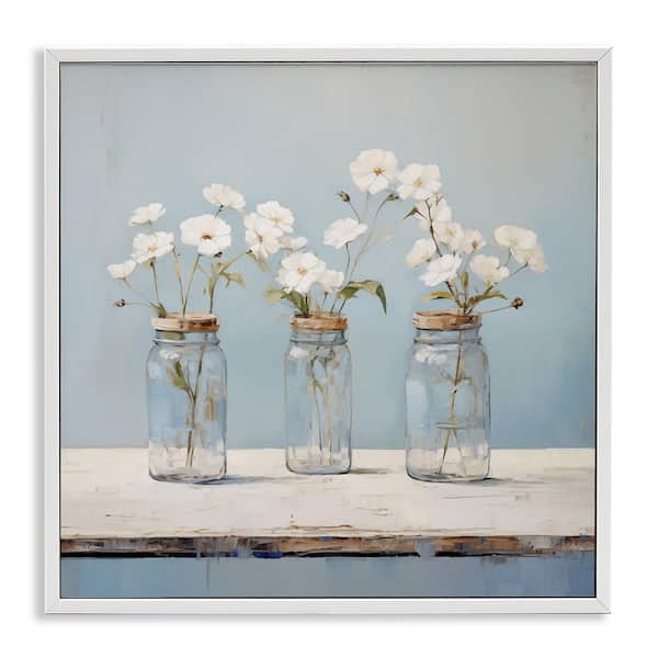 Stupell Industries Country Jar Bouquet Trio by Arlington Prints White Framed Nature Giclee Art Print 12 in. x 12 in.