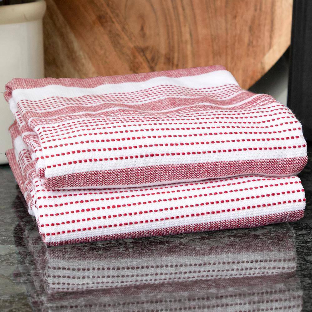 Paprika Dual Terry Stripe Cotton Kitchen Towel Set