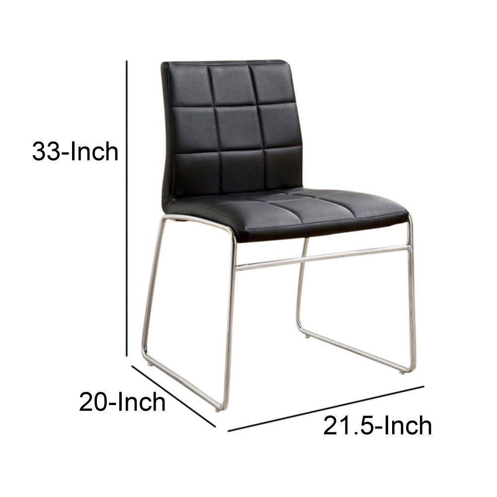 Modern Black Faux Leather Side Chair with Chrome Legs