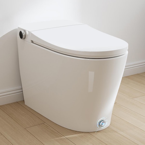 Hanikes Elongated Smart Toilet Bidet in White with UV-A Sterilization, Auto Open, Auto Close, Auto Flush, Heated Seat and Remote