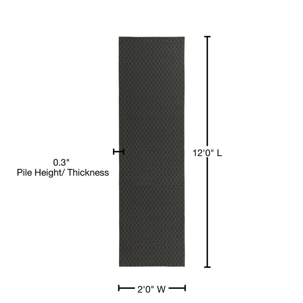 Cinder Gray Tufted Non-slip Runner Rug, 2' x 12'