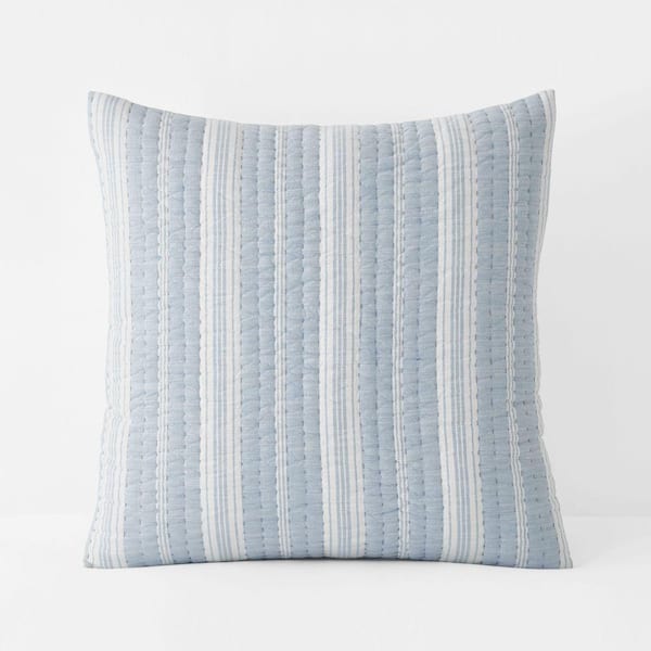 Company Cotton Stripe Blue Quilt Cotton Euro Sham