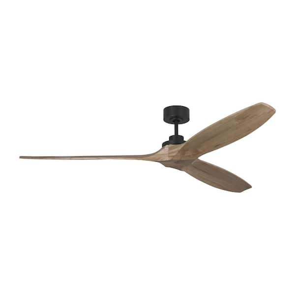 Fan Collins Smart 70 in. Midnight Black Downrod Mount Standard Ceiling Fan with Remote and Natural Honey Blades