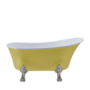 63 in. Acrylic Clawfoot Non-Whirlpool Bathtub in Matte Yellow With Brushed Nickel Clawfeet And Brushed Gun Metal Drain